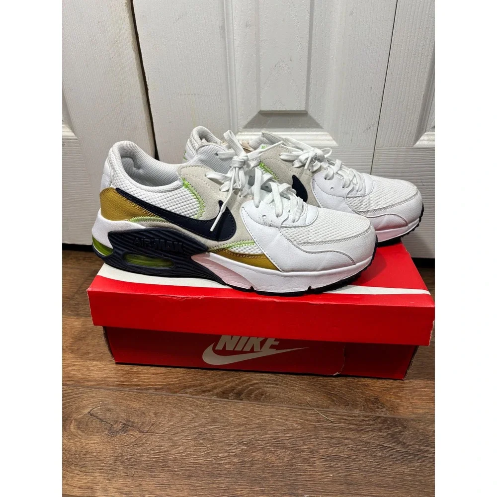 Nike Air Max‎ Excee Men's White Gold Black Neon Running Shoes Size 9.5